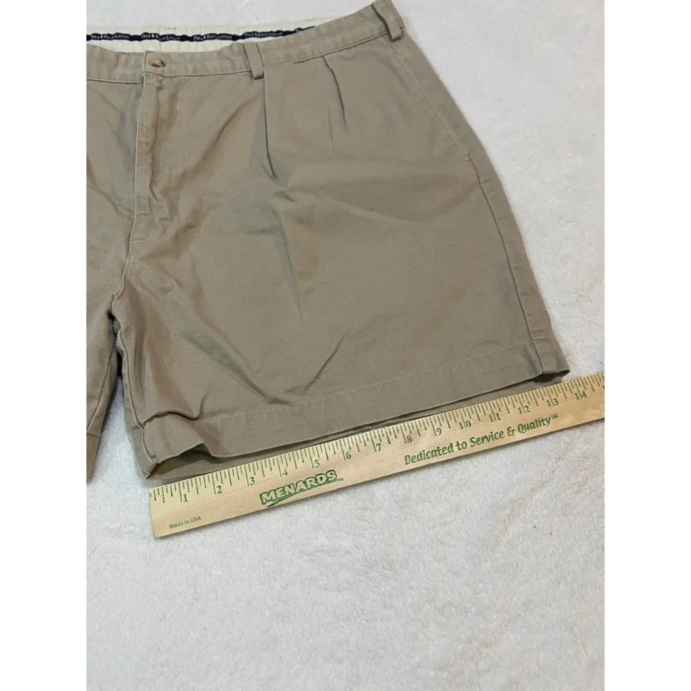 Polo Ralph Lauren Andrew Short Mens 42 Khaki Tan Pleated Chino Twill‎